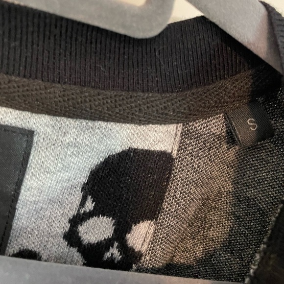 PhilippPlein skull and bones black and grey v neck sweater cotton size small - Picture 4 of 9